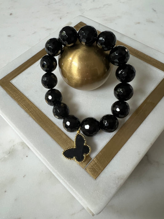 Black onyx with butterfly