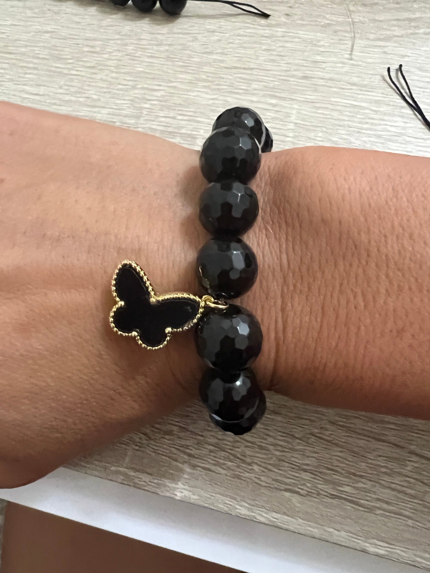 Black onyx with butterfly