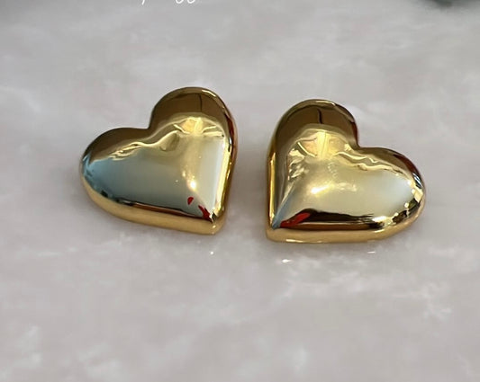 Gold Plated Puffer Heart Earring